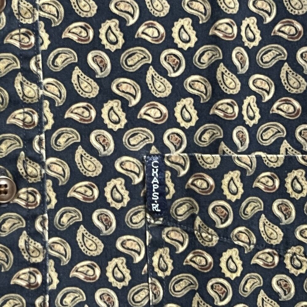 Vintage 90s Chaps Ralph Lauren Shirt Mens Extra Large Blue Paisley Spellout Logo - Picture 3 of 16
